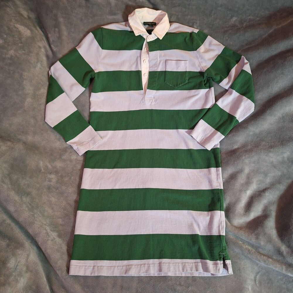 J Crew Always Blue Green Rugby Polo Shirt Dress Women XS Golf Tennis